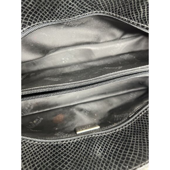 Stuart Weitzman Black Snake Embossed Leather Shoulder Bag W/Double Straps - Picture 5 of 10